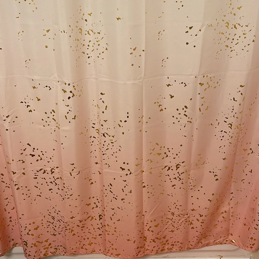 SKL HOME Shower Curtain Size 72 x 70 Color Pink White Gold